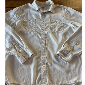 Faherty Mens Tencel Linen Blend Cream Long Sleeve Button Down Lightweight XL